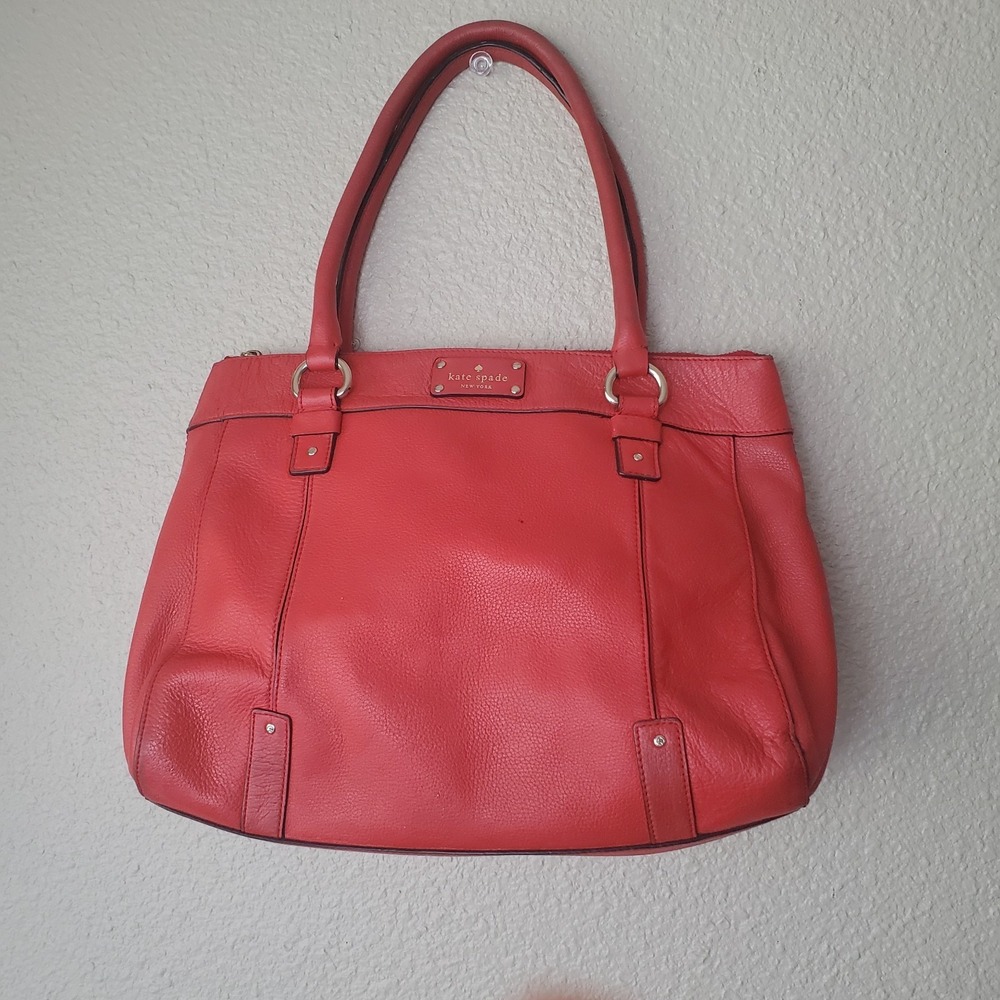 KATE SPADE Berkshire Road Stevie Red Pebble Leather Shoulder Satchel‎ Handbag